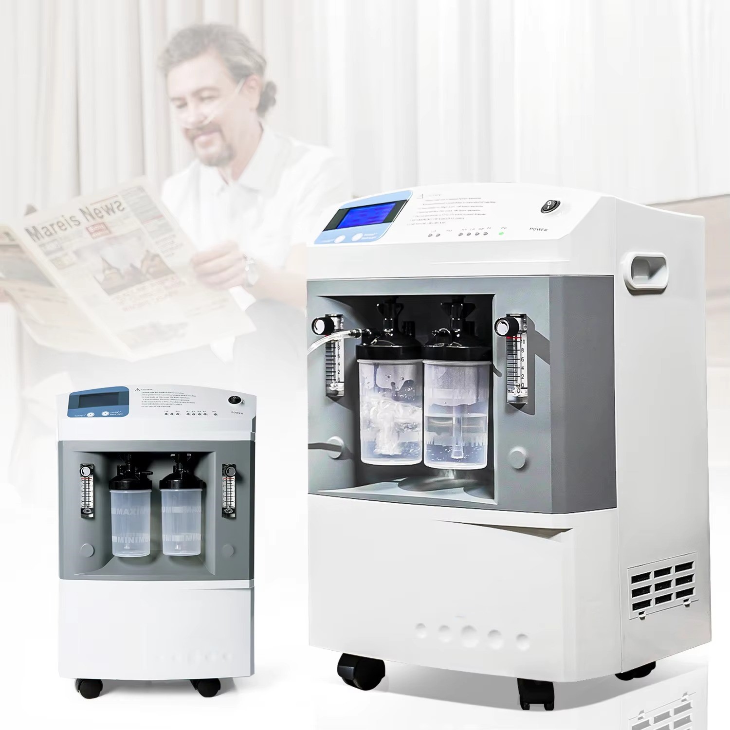 10L dual flow oxygen concentrator with dual outlets for two users