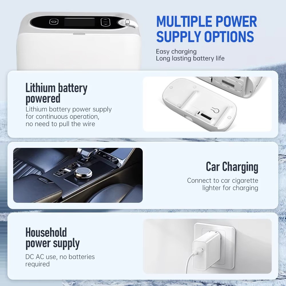 Removable rechargeable battery for portable oxygen concentrator
