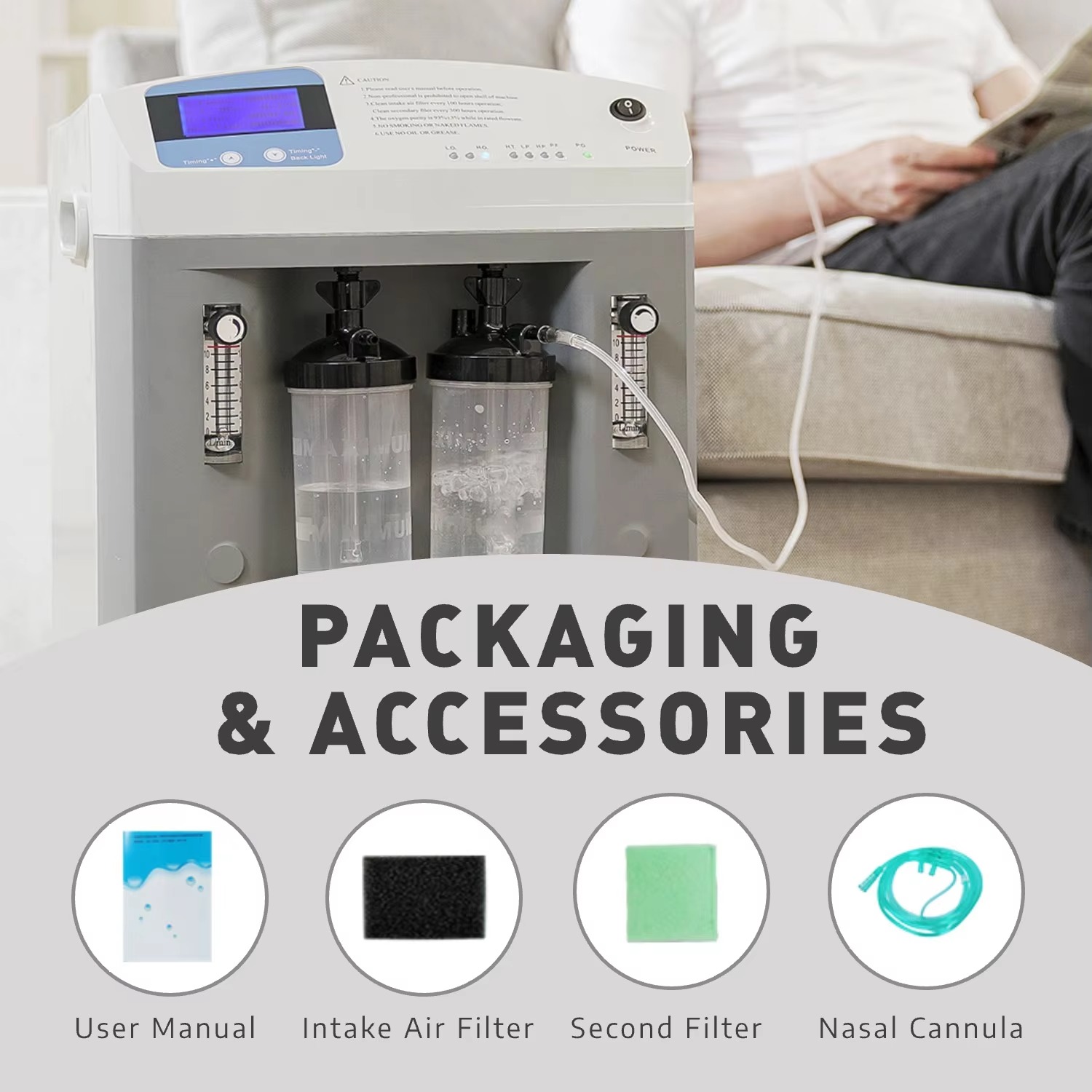 10L Dual Flow Oxygen Concentrator | For Two Users Simultaneously, 93% High Purity - Image 6